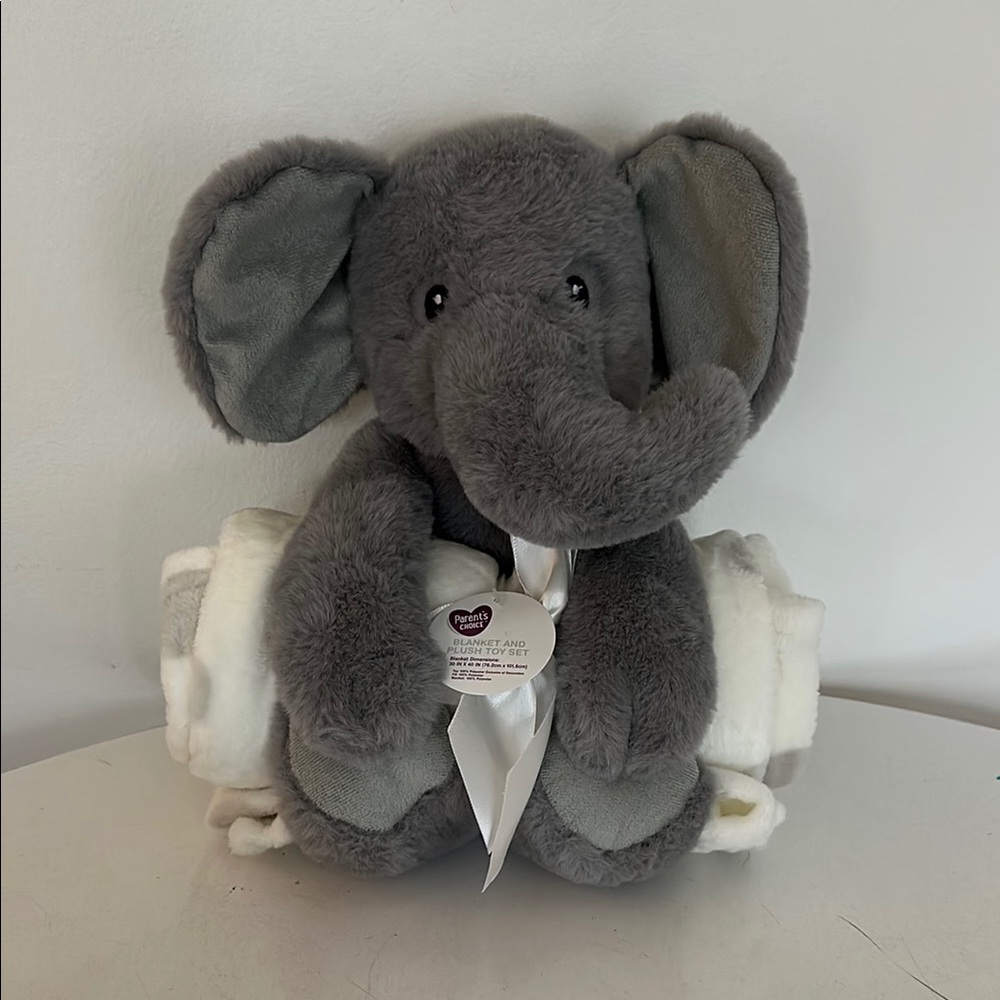 Plush Elephant Toy with Blanket